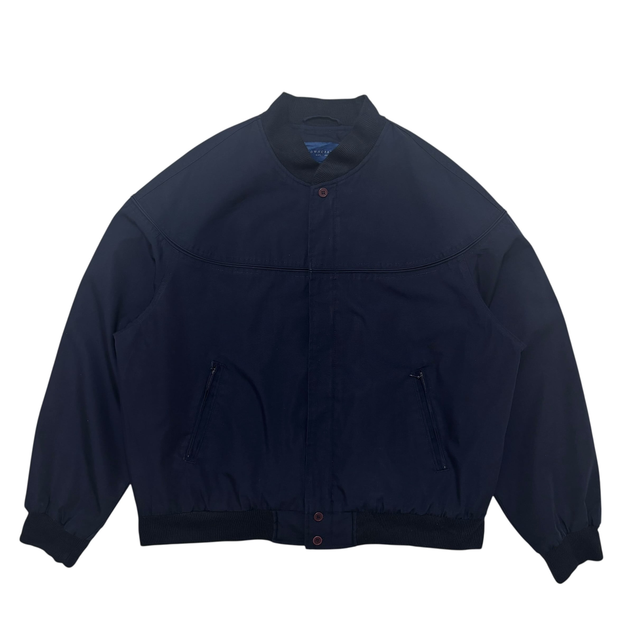 古着 タウンクラフト TOWN CRAFT ダービージャケット カップショルダージャケット クリーニング済み 90s メンズXL ネイビー