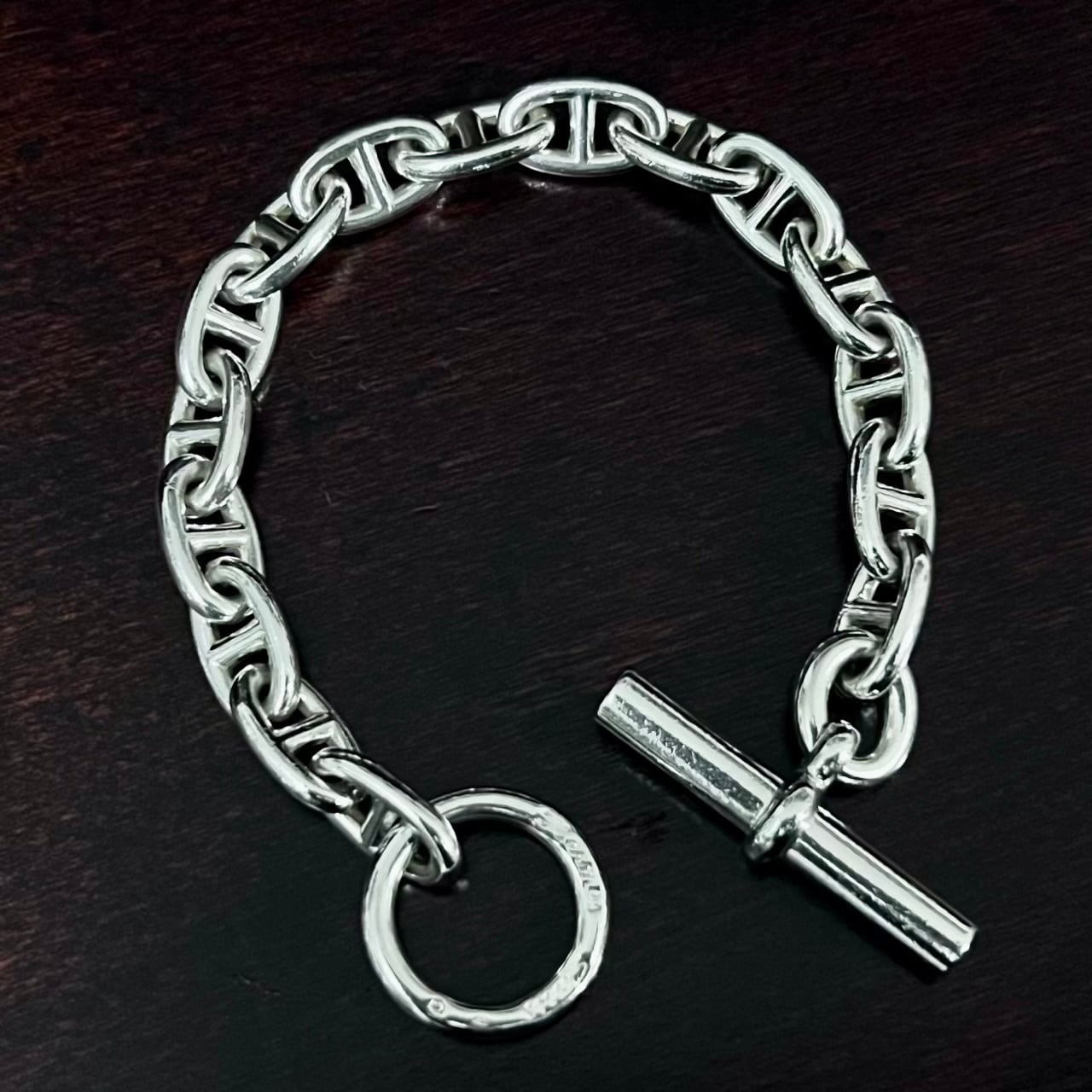 VINTAGE HERMES Chaine d'Ancre Bracelet MM 16 Links Sterling Silver