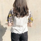 大きな花柄が可愛いトップス 柄スリーブTシャツ｜ブラック｜サムネイル5