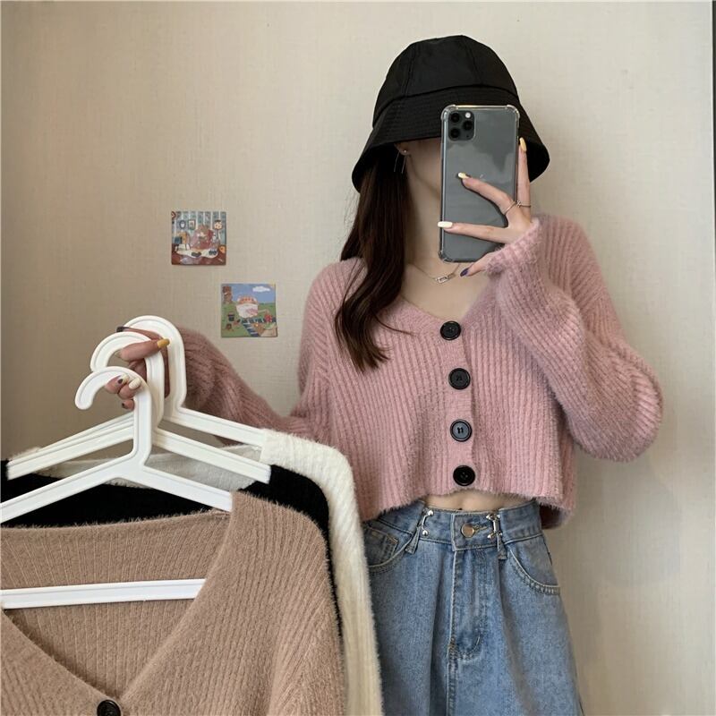 オータムウィンタースタイルルーズショートカーディガンセーター レディーストップス 秋物 冬物 YY-ファッション41901551040