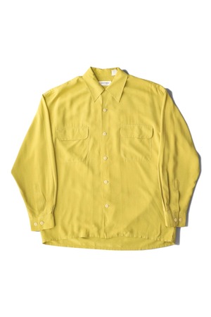 90's "EQUIPMENT" Chartreuse Yellow Silk 2-Pockets Oversized Shirt (Design by Christian Restoin)
