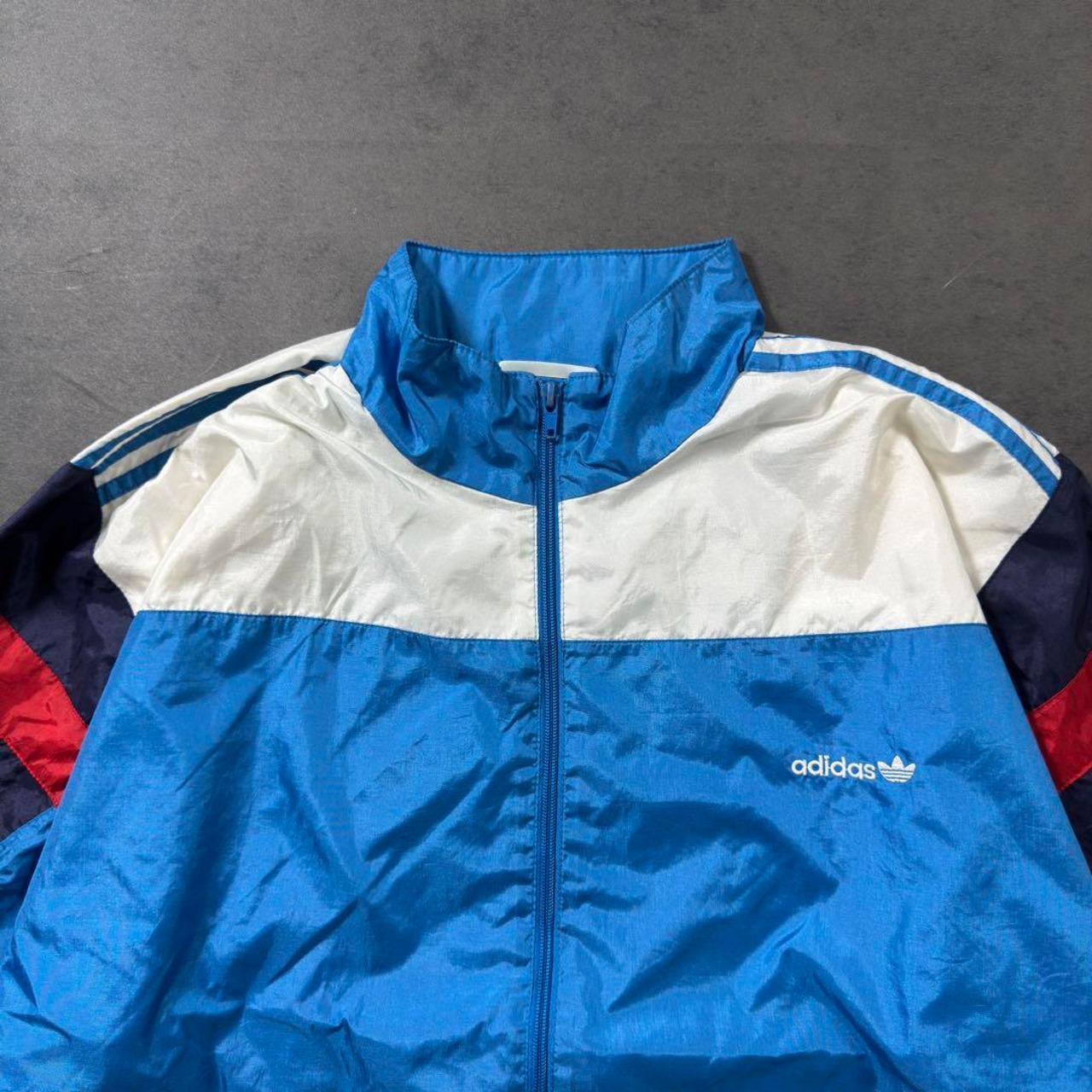 90s Adidas Nylon Track Jacket blue white 古着 - 4