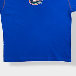 【STARTER】カレッジ フロリダ大学 ケーターズ Gators ビッグサイズ Tシャツ ワンポイントロゴ バックプリント University of Florida 半袖 ブルー US古着