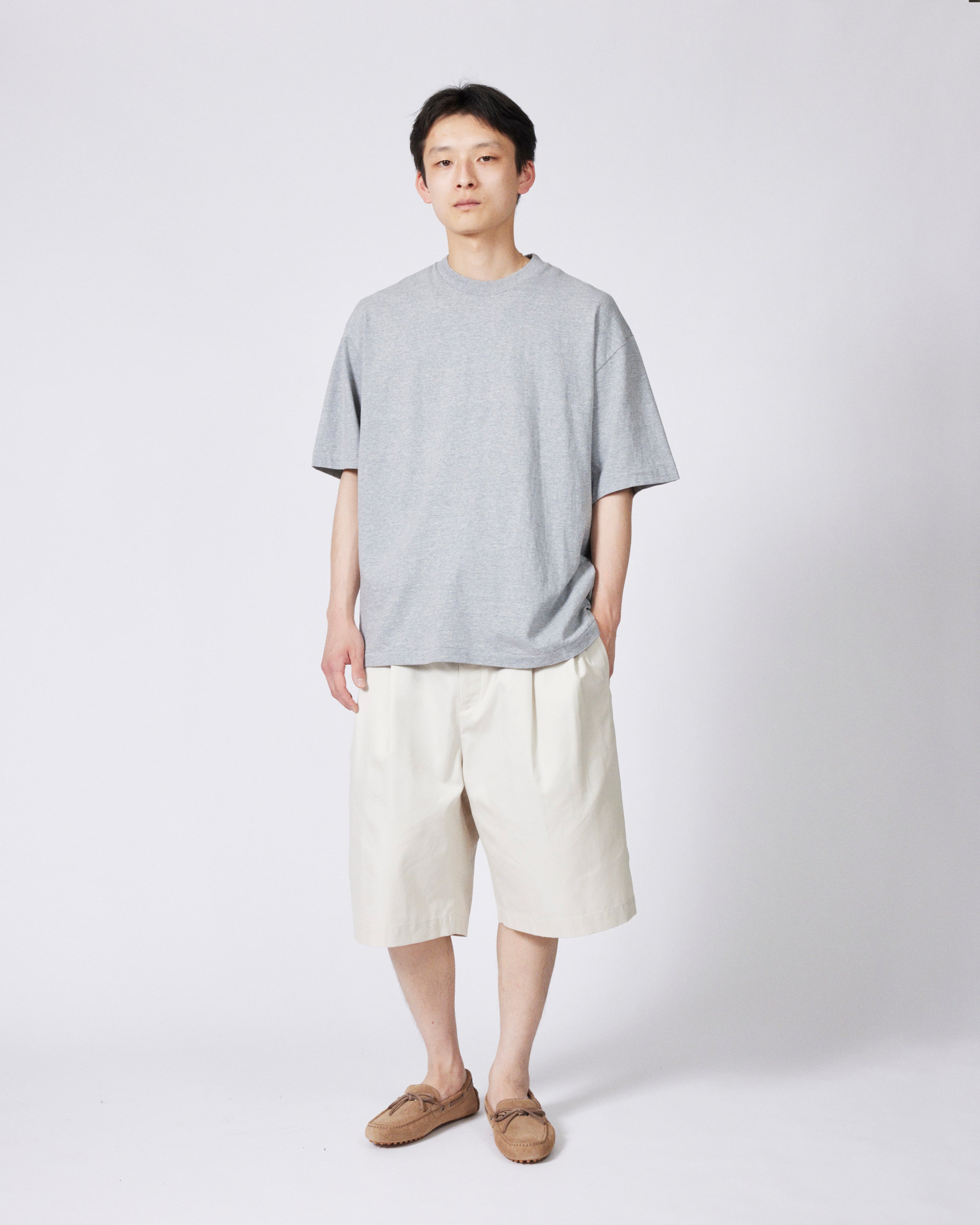 everyone two tuck cotton wide short pants (L.BEIGE) | everyone