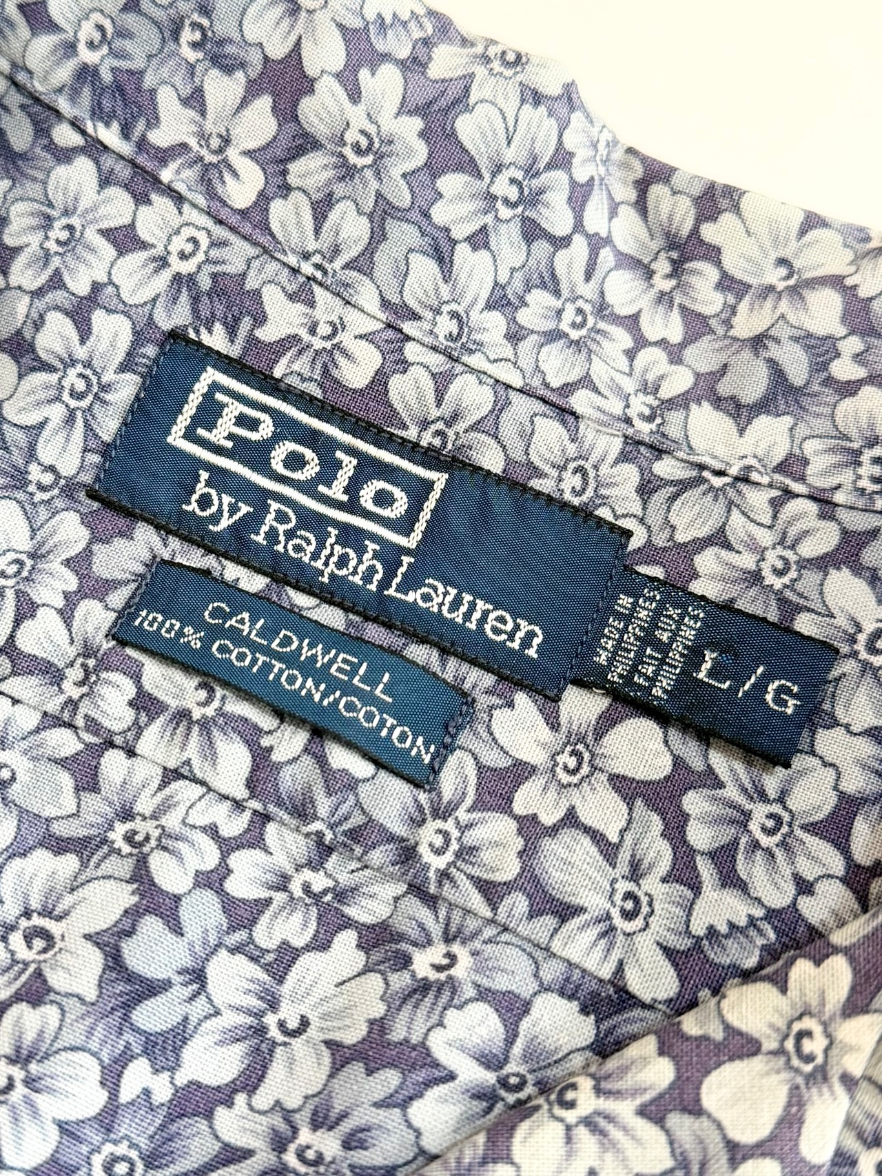 90s Ralph Lauren "CALDWELL" S/S OPEN COLLAR SHIRT Size L