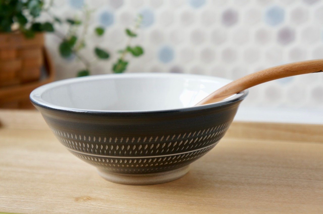 小石原焼　やまぜん窯　深鉢（小）白/紺　③【13-195】