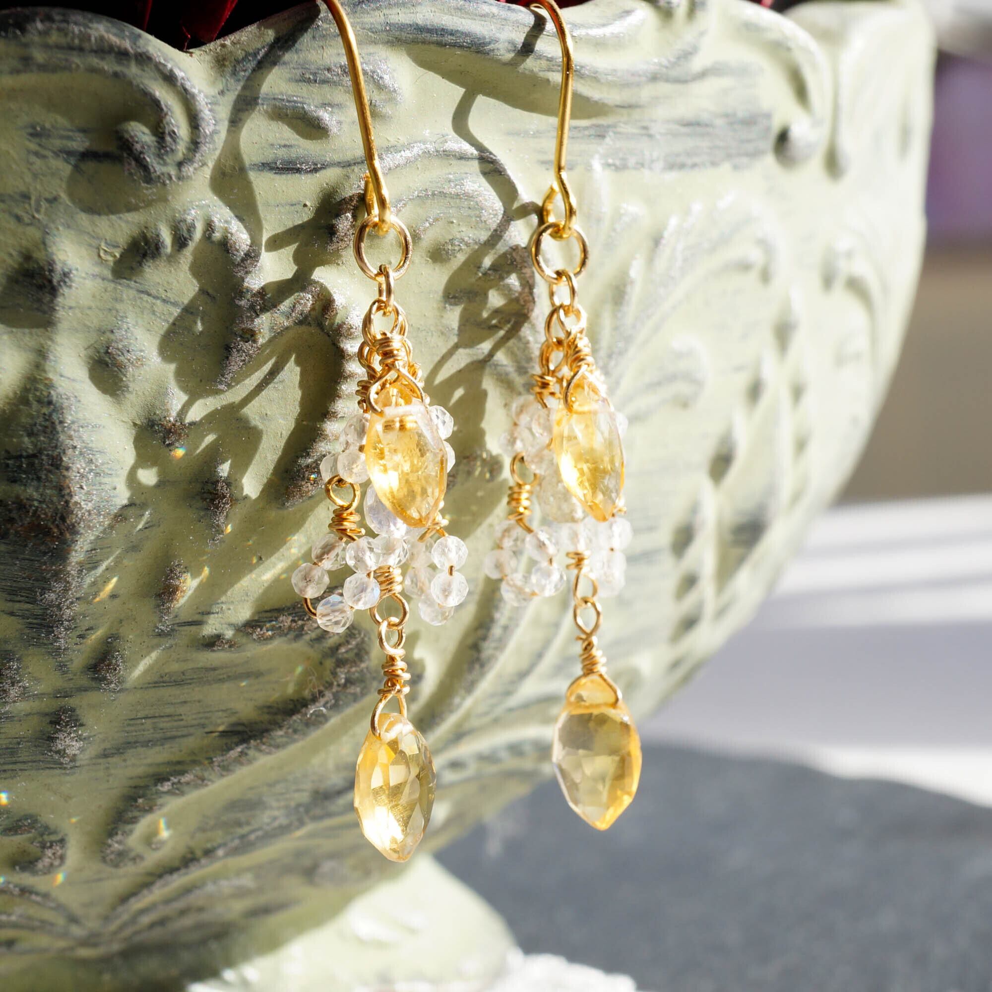 宝石質 レインボームーンストーン 淡水パール シャンデリア