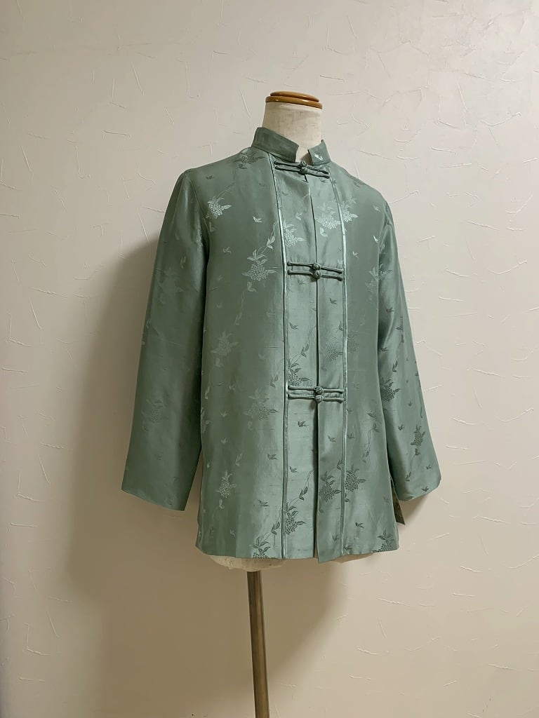 1990's Woven Pattern Silk China Shirt Jacket