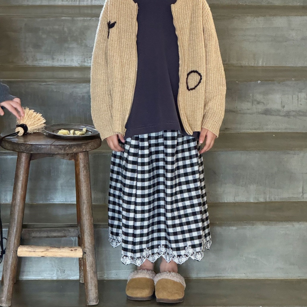 秋レトロ手作りかぎ針編み柄カーディガン