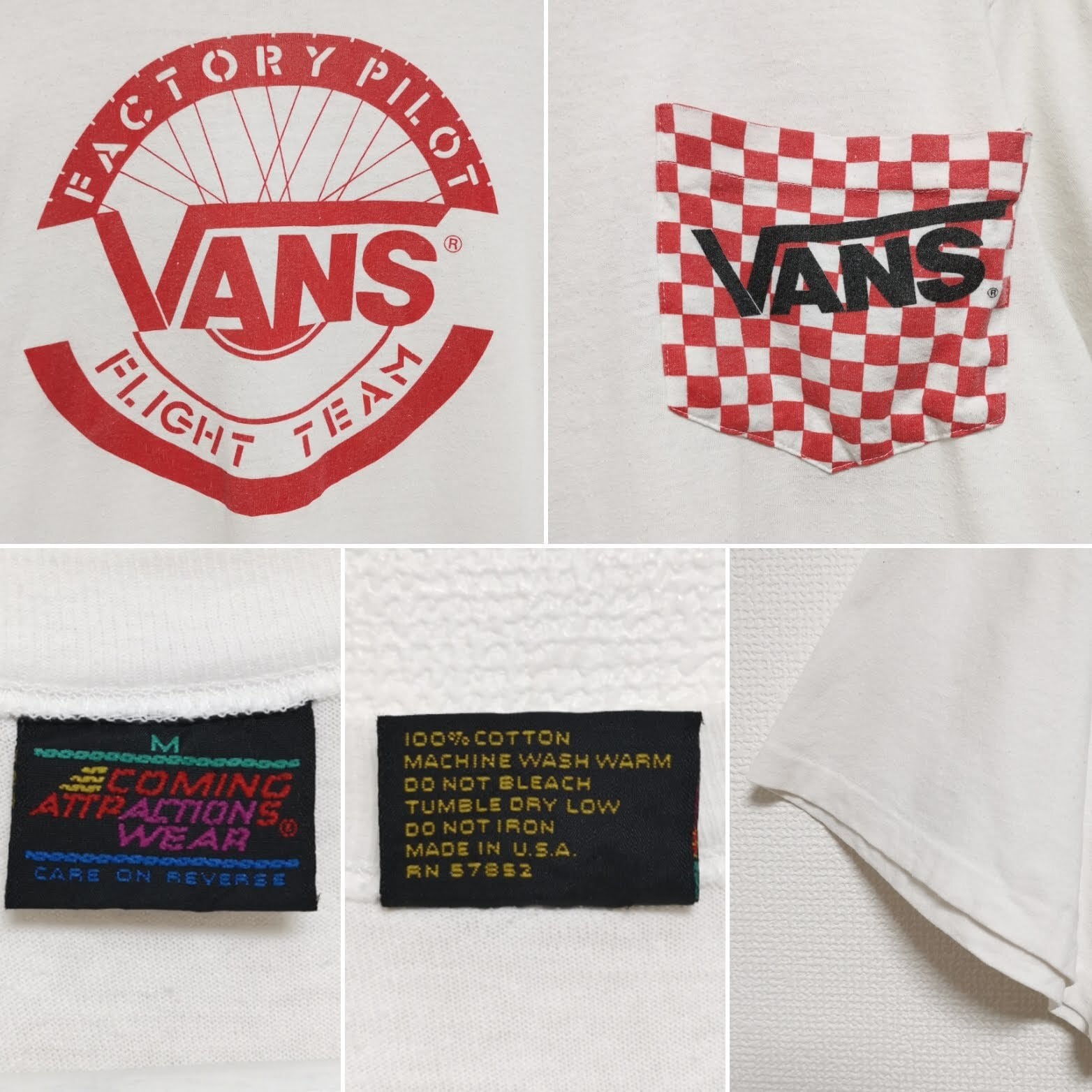 送料無料 80s M VANS チェッカー ポケット Tシャツ BMX ポケT USA製