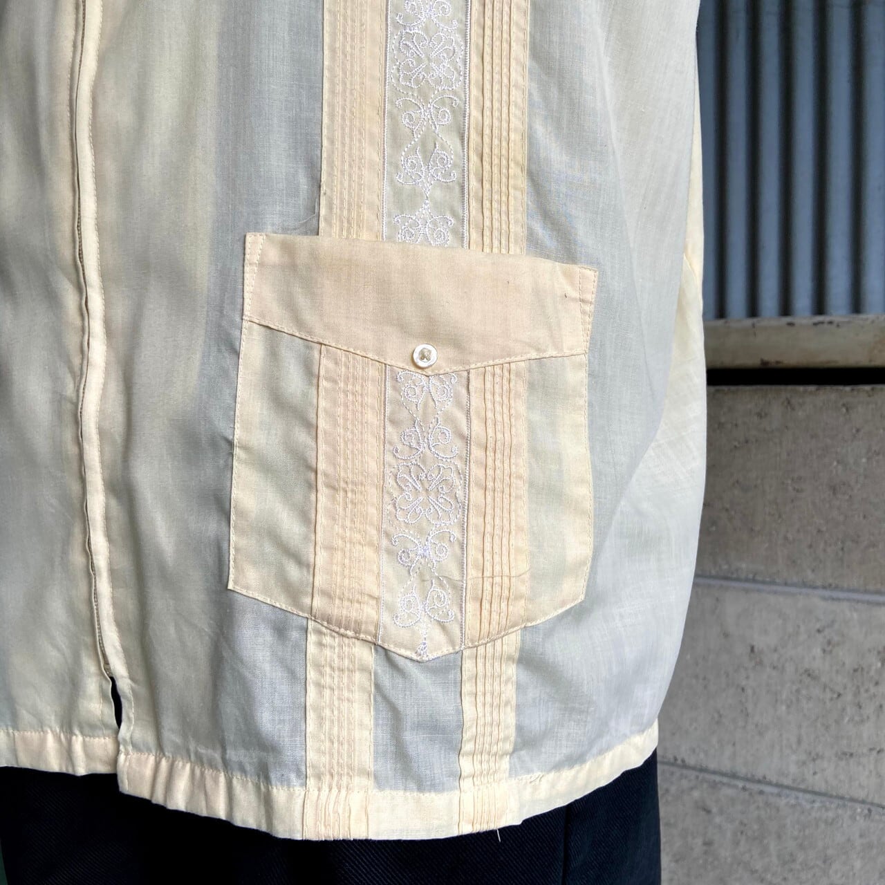 ビッグサイズ HABAND GUAYABERA フルジップ 半袖 キューバシャツ