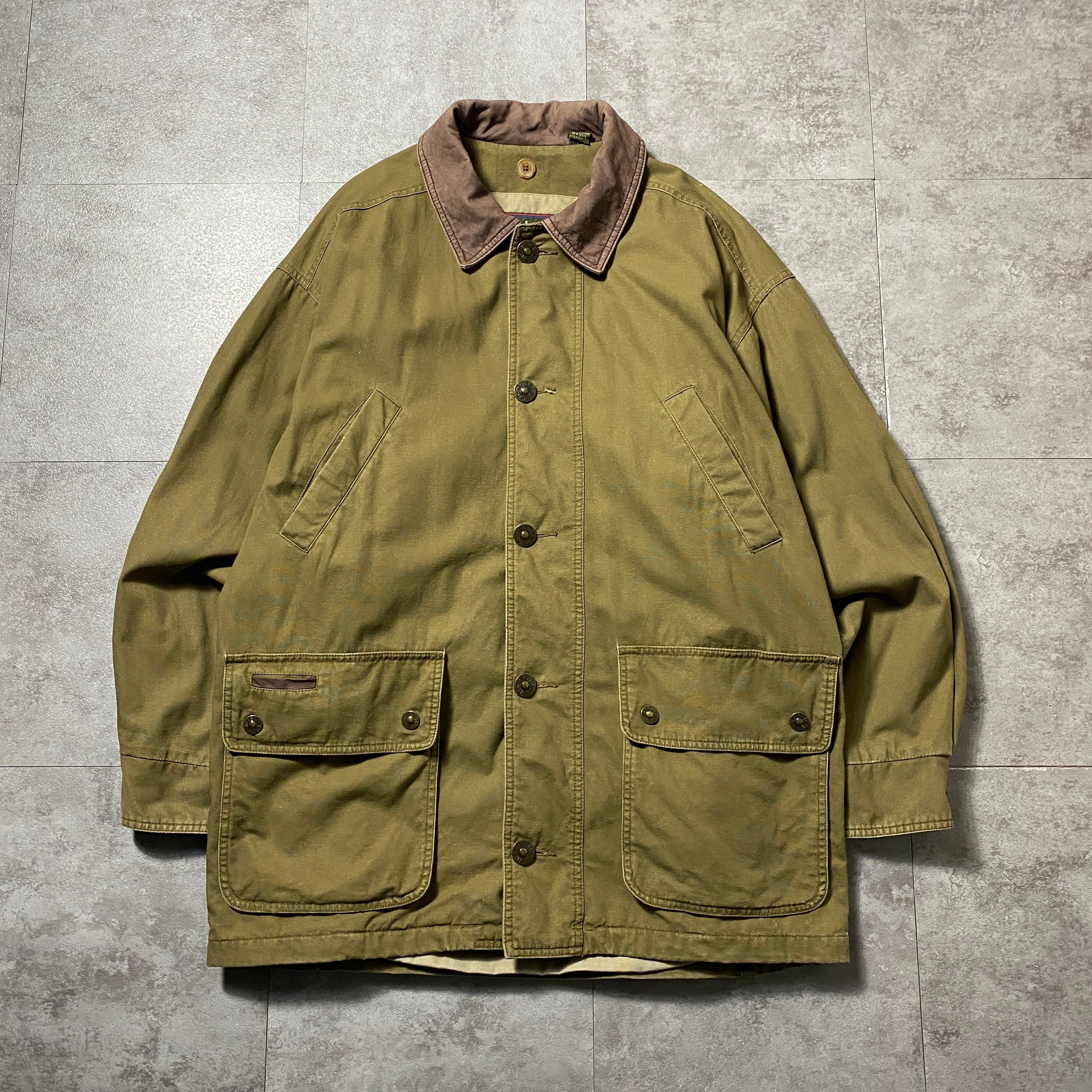 90's Timberland ティンバーランド レザー襟 メタルボタン ミドル丈