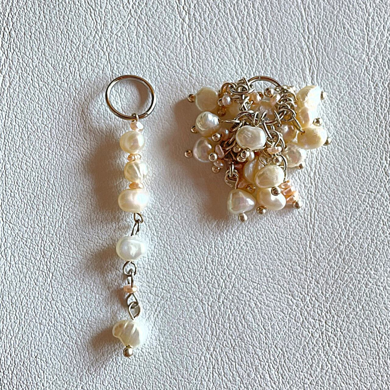 桜とパールのチャーム2個セット☆カラーチェンジパープル 桜とパールのチャーム2個セットカラーチェンジパープル