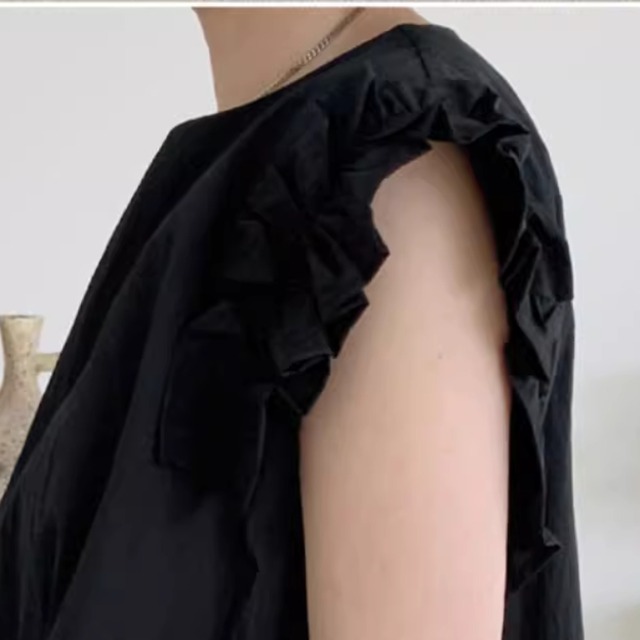 ナチュラル マキシ丈  Aライン ノースリーブ ワンピース 2color  00129