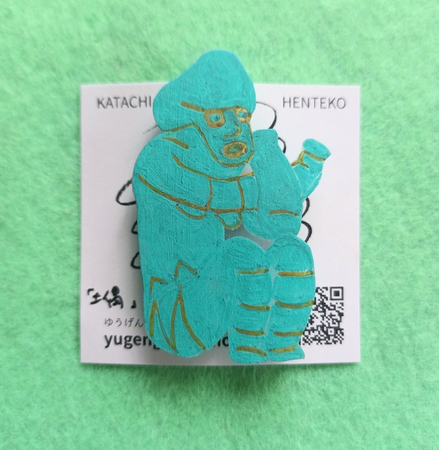 ヘンテコ　ブローチ　土偶　手描き　一点もの
