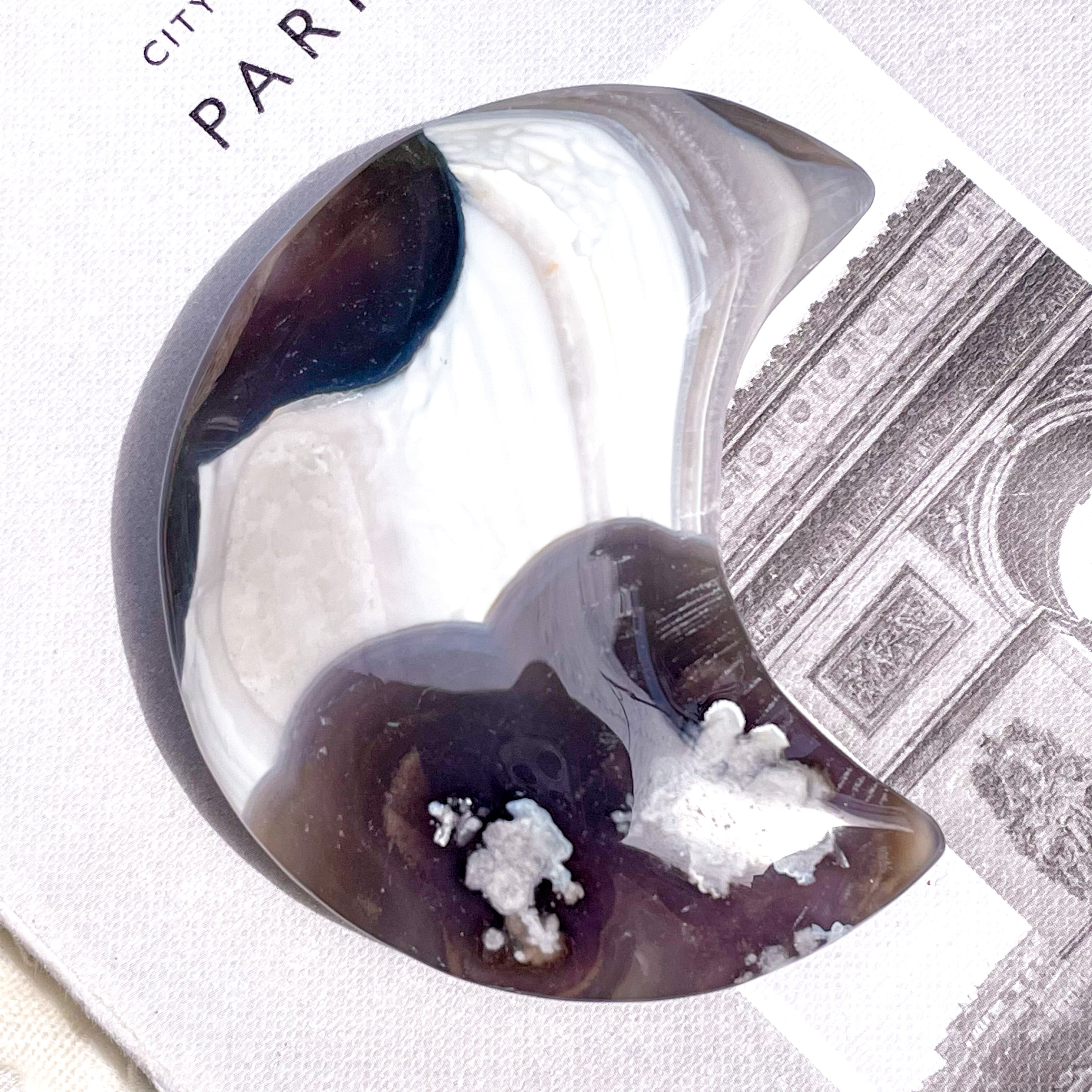 Black Flower Agate Moon 3 ✧ ブラックフラワーアゲート