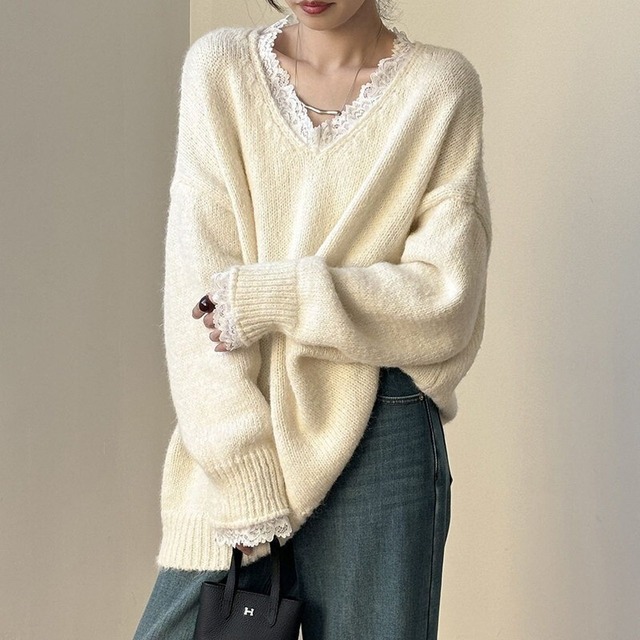 lace layered knit　102975