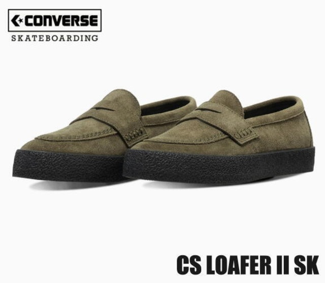 コンバース スケートボーディング ローファー スウェード メンズ スニーカー CONVERSE SKATEBOARDING CS LOAFER II SK オリーブ