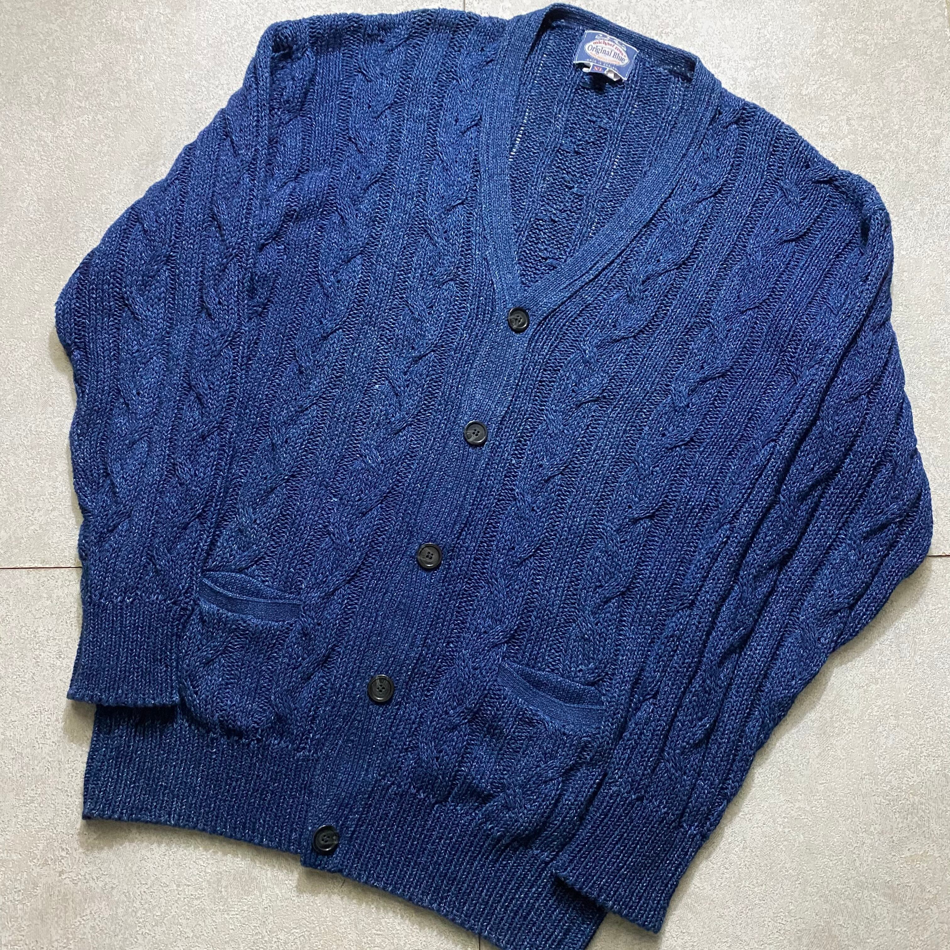 old MICHAEL ROSS indigo cotton cable knit cardigan | NOIR ONLINE
