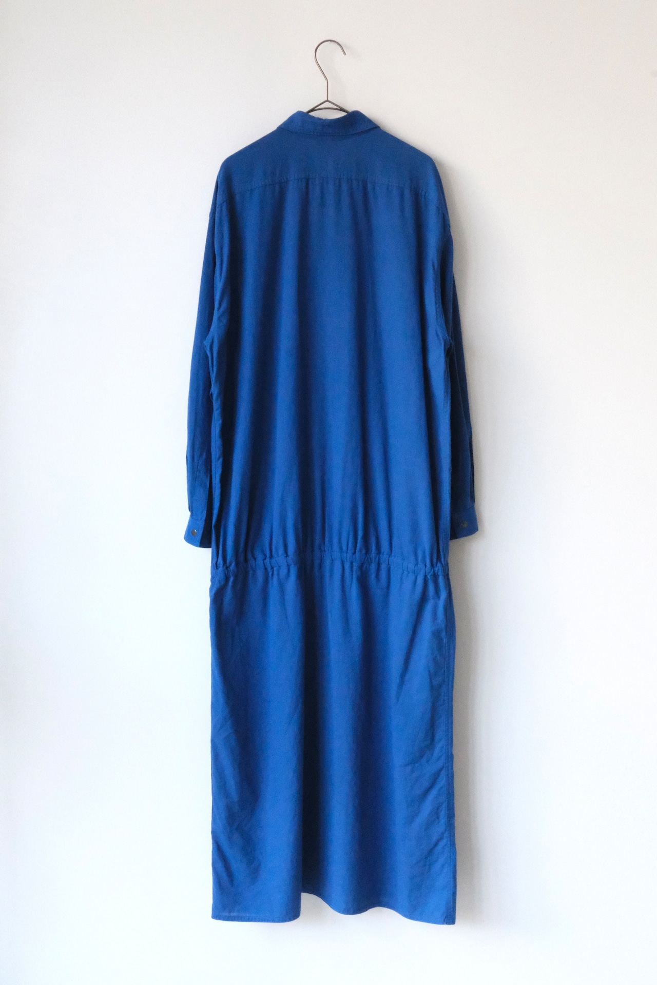 Vuokko cobalt blue cotton snap button shirt dress