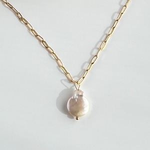 2wayバロックパールレクタングルチェーンネックレス stainless　N0921