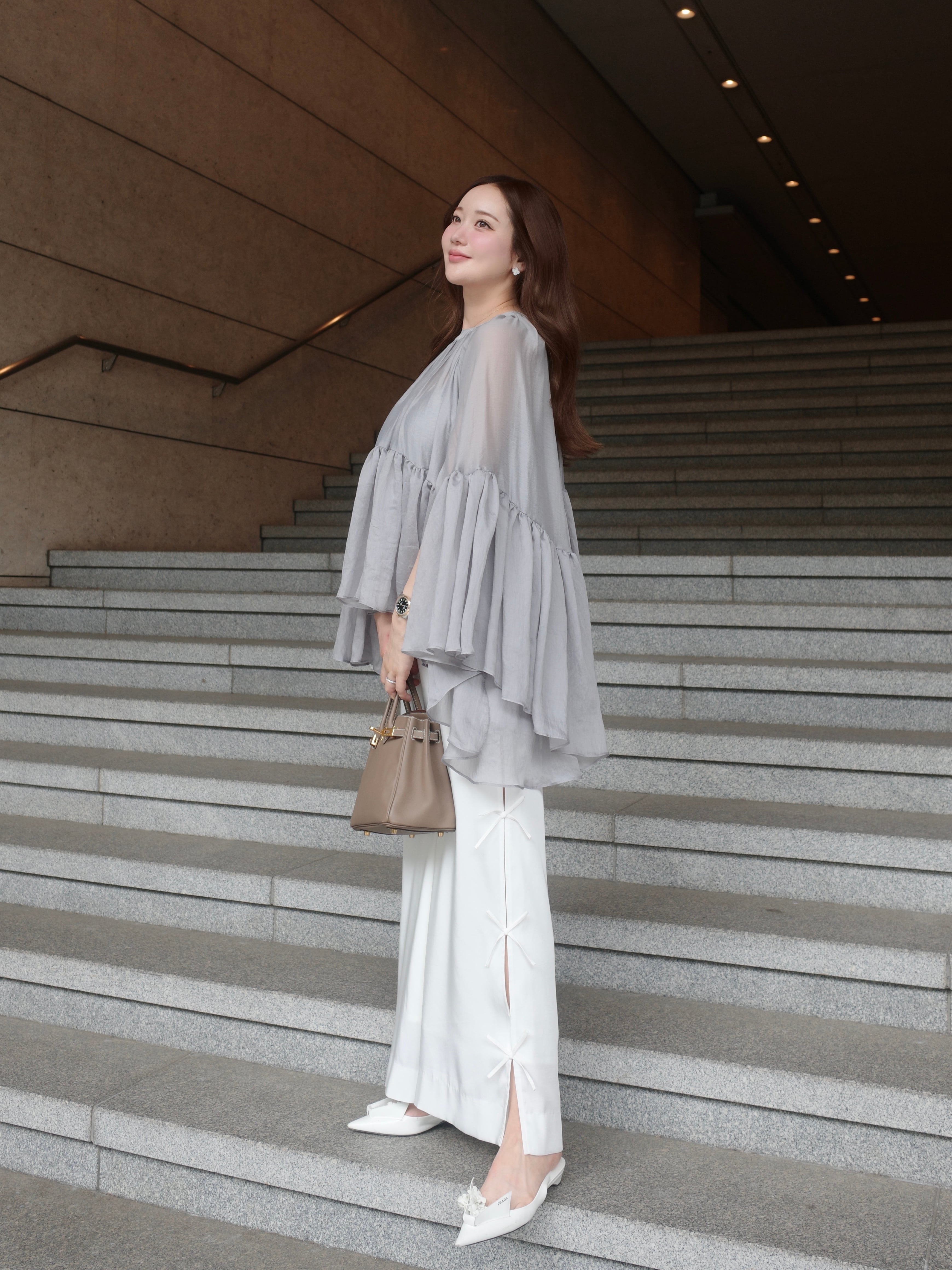 hyeon ヘヨン ribbon all-in-one ribbon pants / white | HYEON