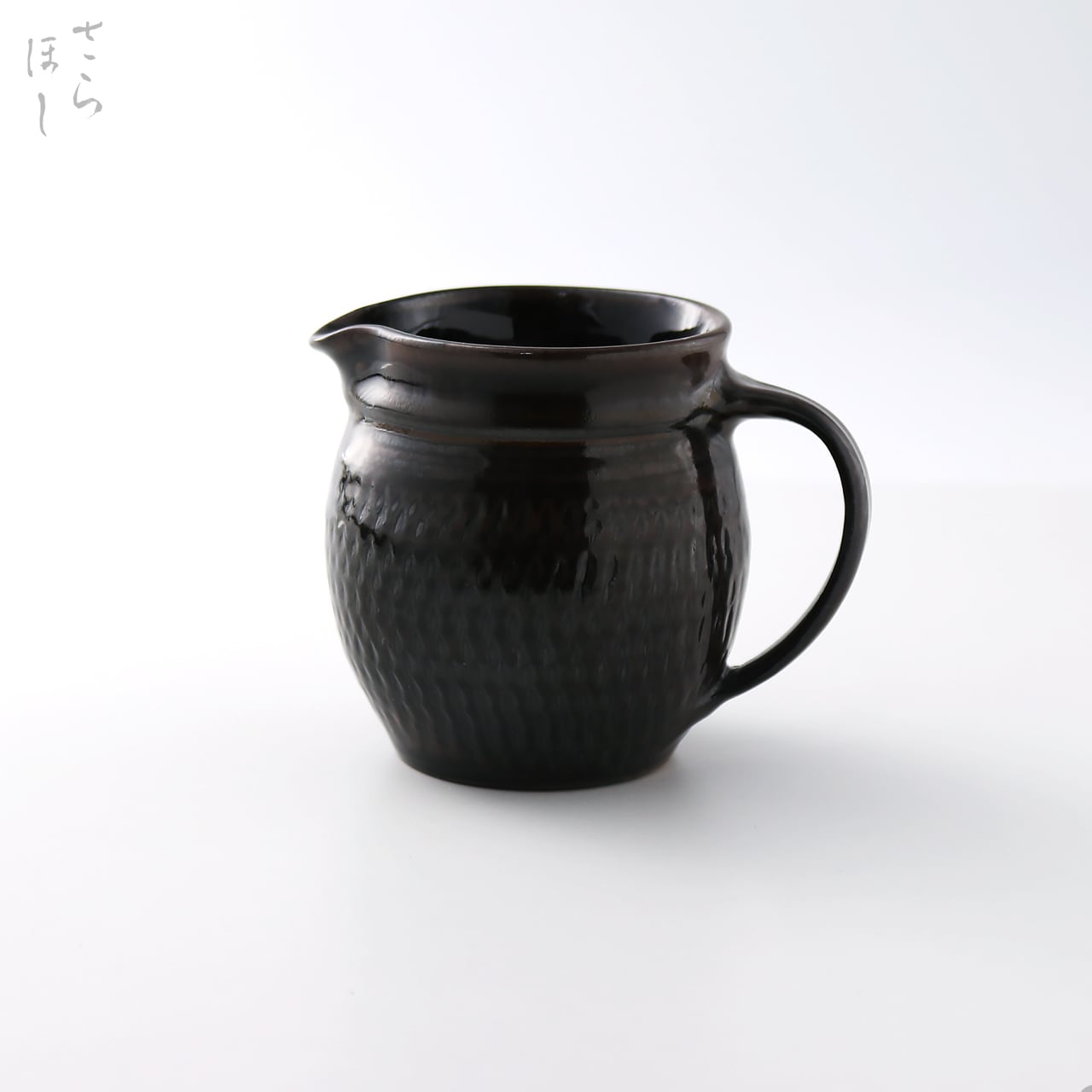 無形文化財 陶器 水差し 約10cm 小鹿田焼 小袋窯 5寸ピッチャー どうけ釉 白打ち掛け 高さ約16cm 陶器