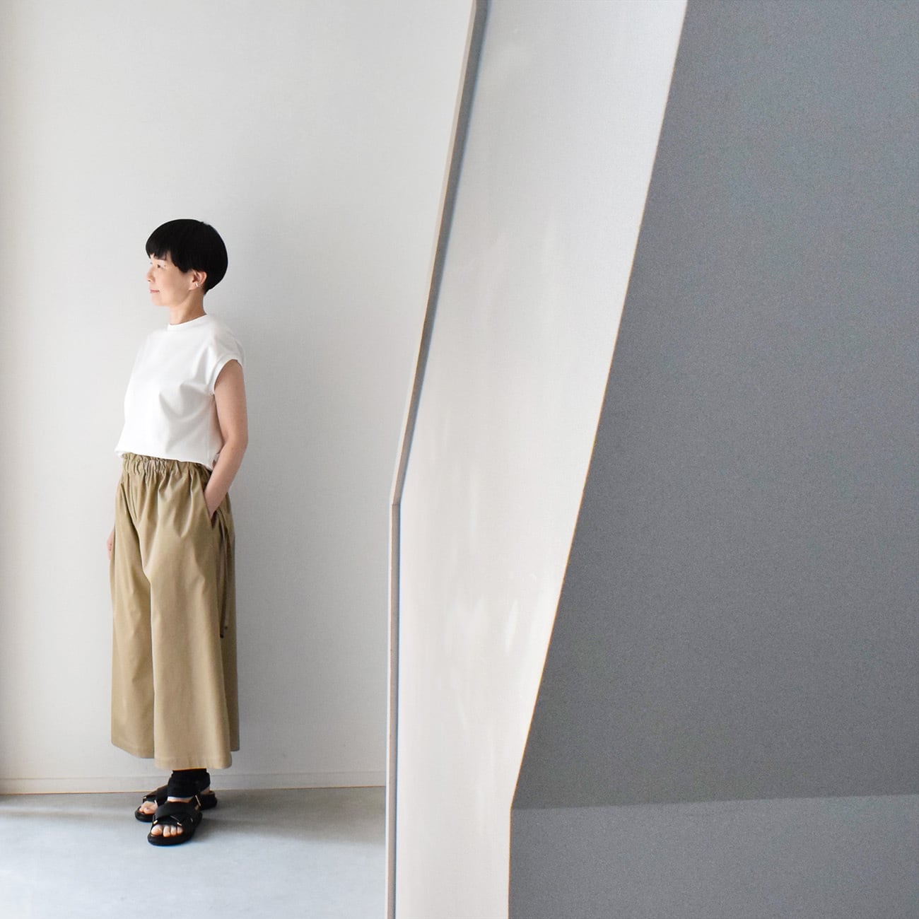 ワイドパンツ（ショート）：ベージュ［PT03HPBE］ | skep-online shop