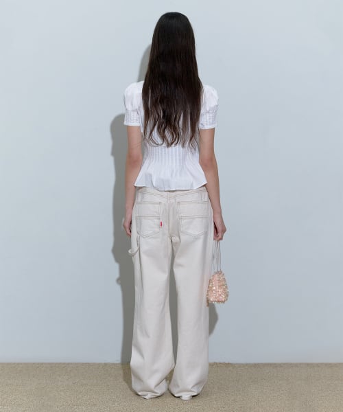 SCULPTOR] Lace Double Knee Pants Peach Twill | もごつ