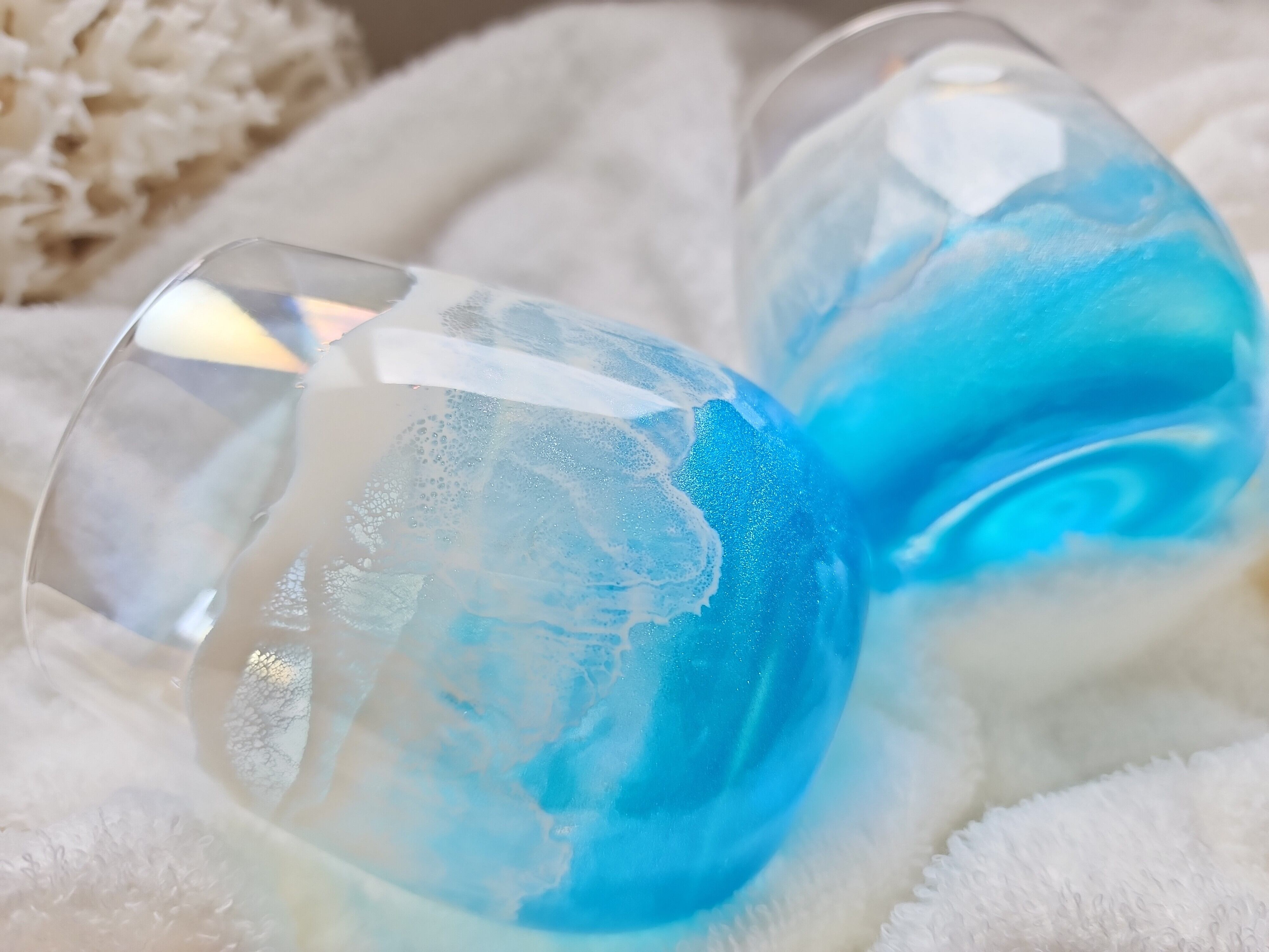 405.オーシャンレジンアート ブルー ペアグラス