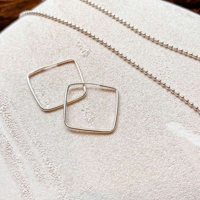 ◼︎ silver square hoop earrings S size from Mexico◼︎
