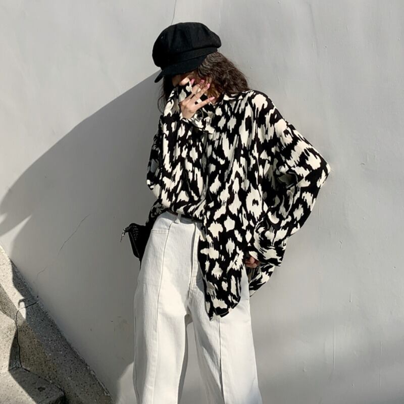 ネットレッドコントラストカラーデザインニッチシャツレディース2020春新作ルーズシャツオールマッチ長袖トップス 1号婦人79888935019