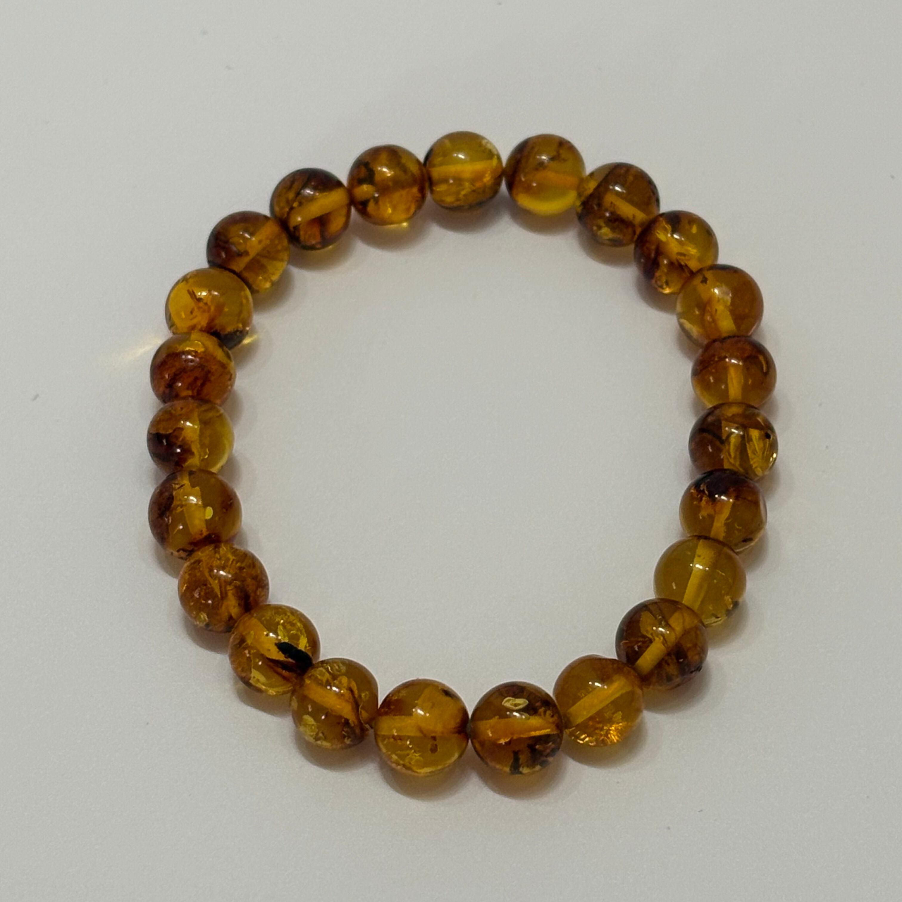 琥珀amber バルト海沿岸産 丸珠9.5㎜、内周14.5㎝