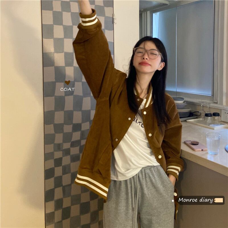 スタンダードルーズコーデュロイジャケット オータム レトロ 秋物 モンロー48629104332