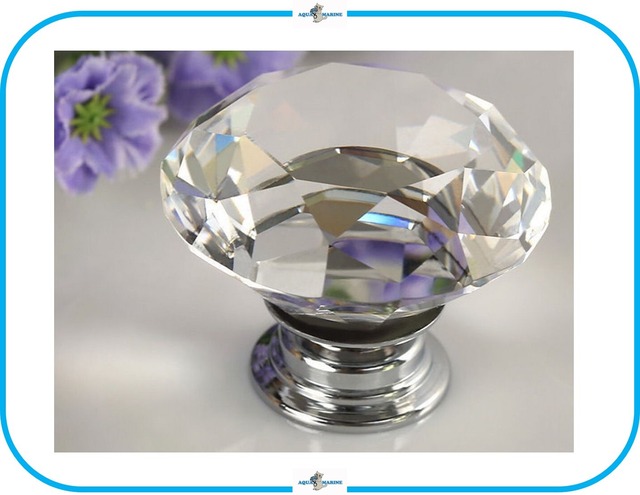 E218 プルノブ 取っ手 クリア クリスタル デザイン DIY パーツ 材料 キャビネット ドレッサー 手作り家具 アレンジ ツマミ 引き手 ハンドル