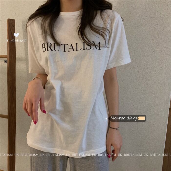 ルーズシャツ カジュアルホワイトTシャツ コットン モンロー70348846073
