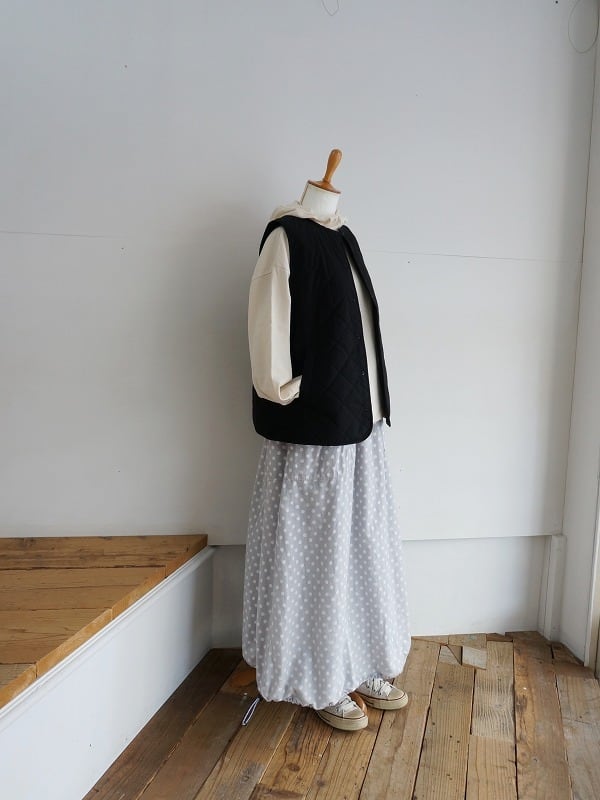 快晴堂 抜染水玉 裾ゴムギャザースカート | Fimpen+Nul