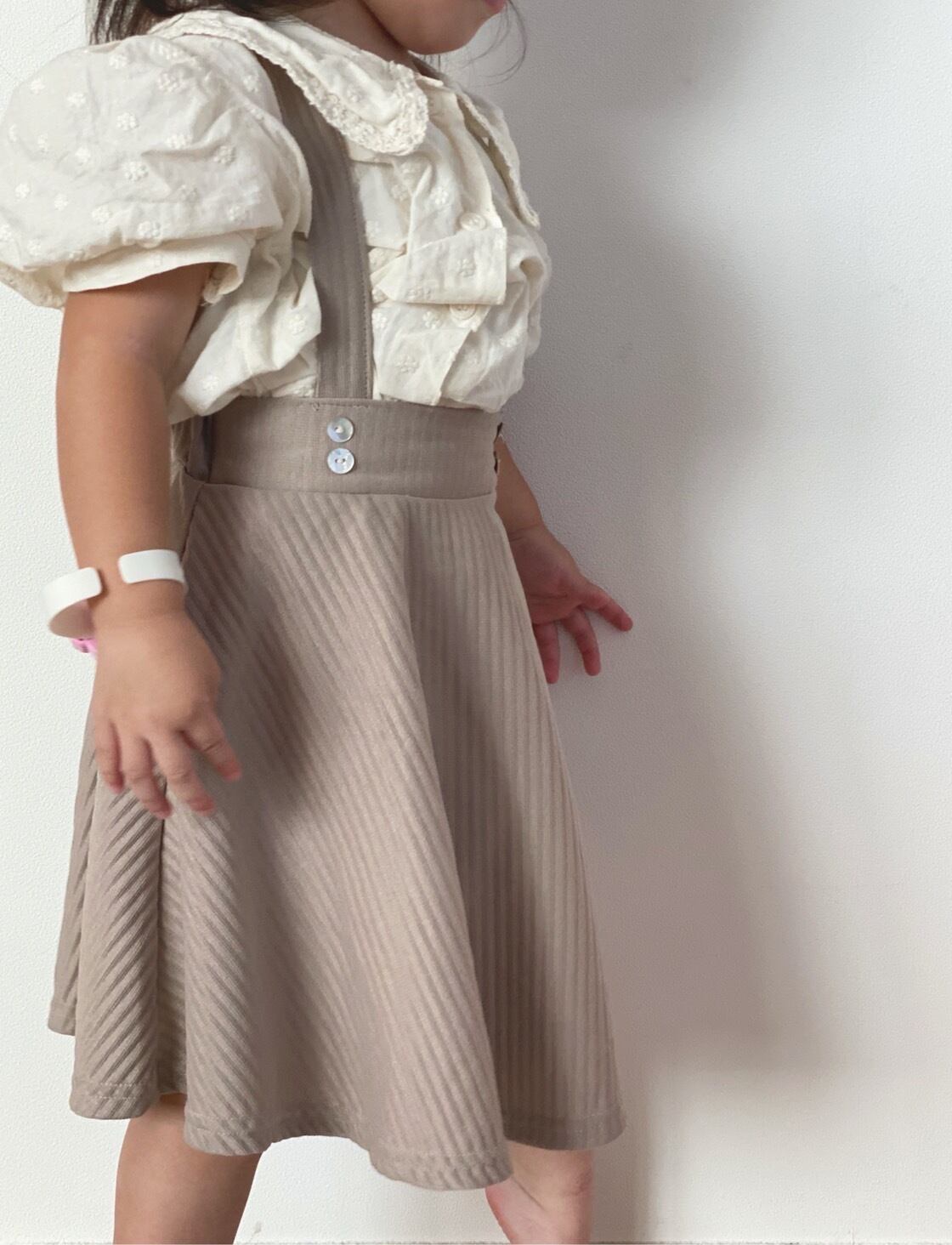 即納] S(90) pleats suspender skirt nunubiel TURKY シンプルデザインのナチュラル韓国子供服