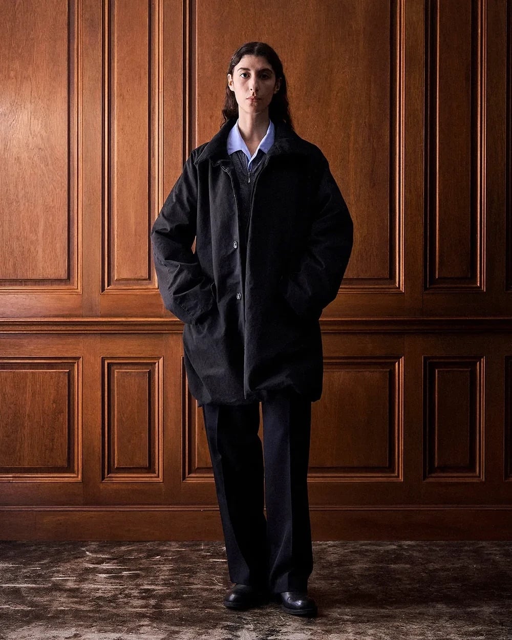 NICENESS / E.CALDER PREMIUM PIMA TWILL ROVER COAT / BLACK | max's