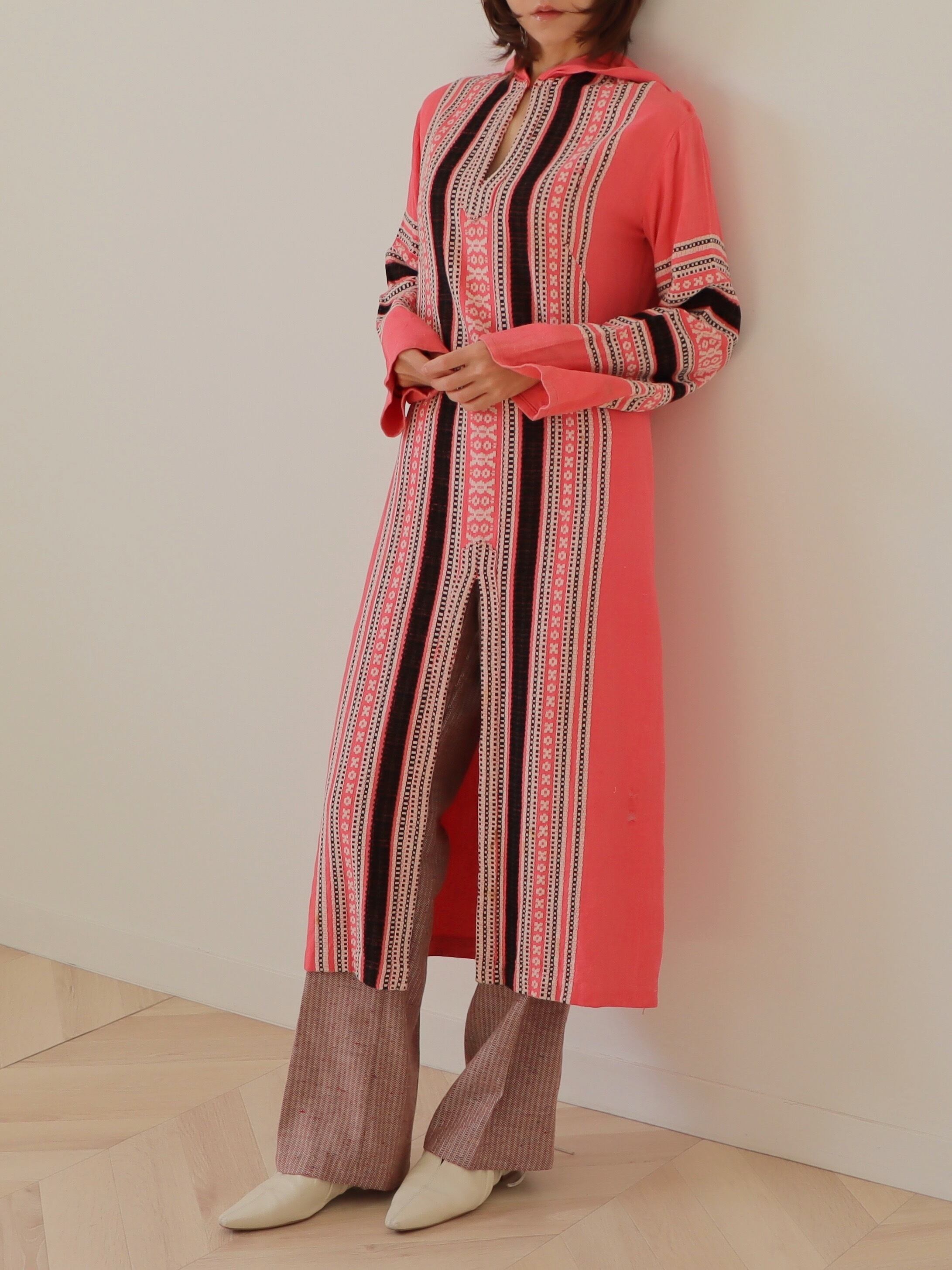 ●70’s vintage Hooded Caftan long dress