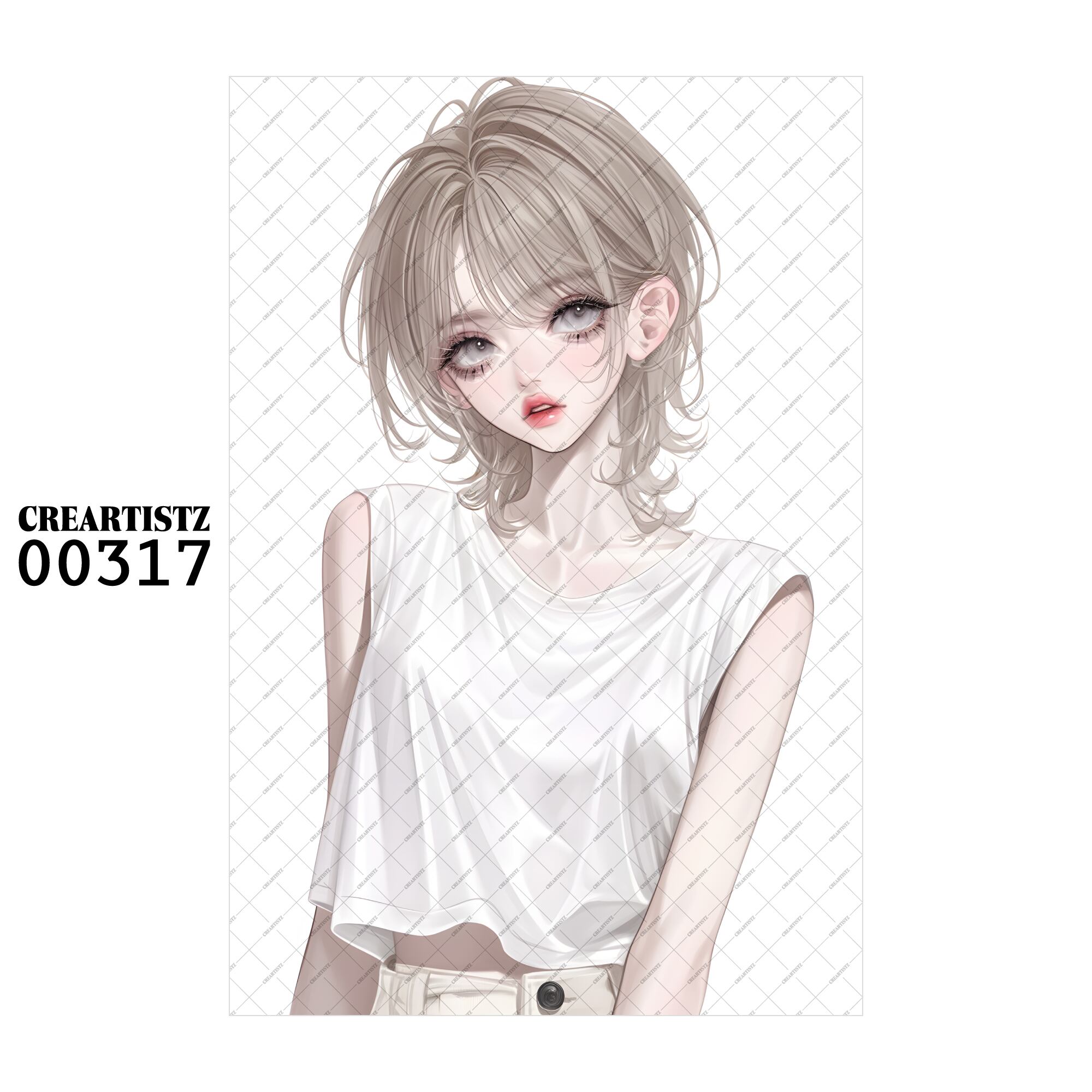 00317 ガール キュート オリジナル ペーパー/ステッカー 4枚セット CREARTISTZ