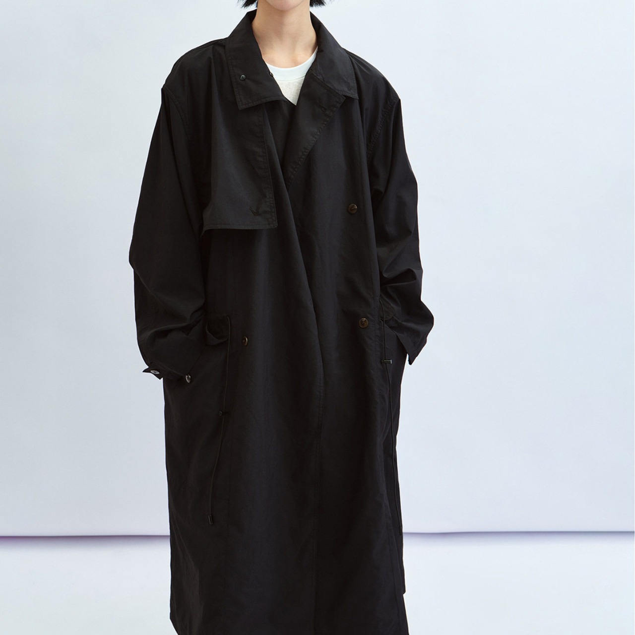 Drawstring Oversized Long Coat  T4402