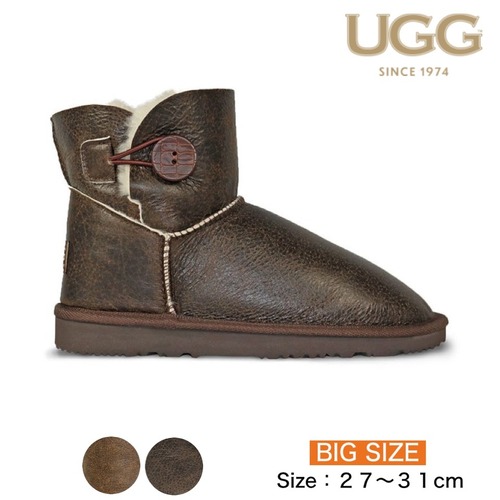[UGG 1974] 大きいサイズ ボタン ボマーミニ ブーツ  (防水革)