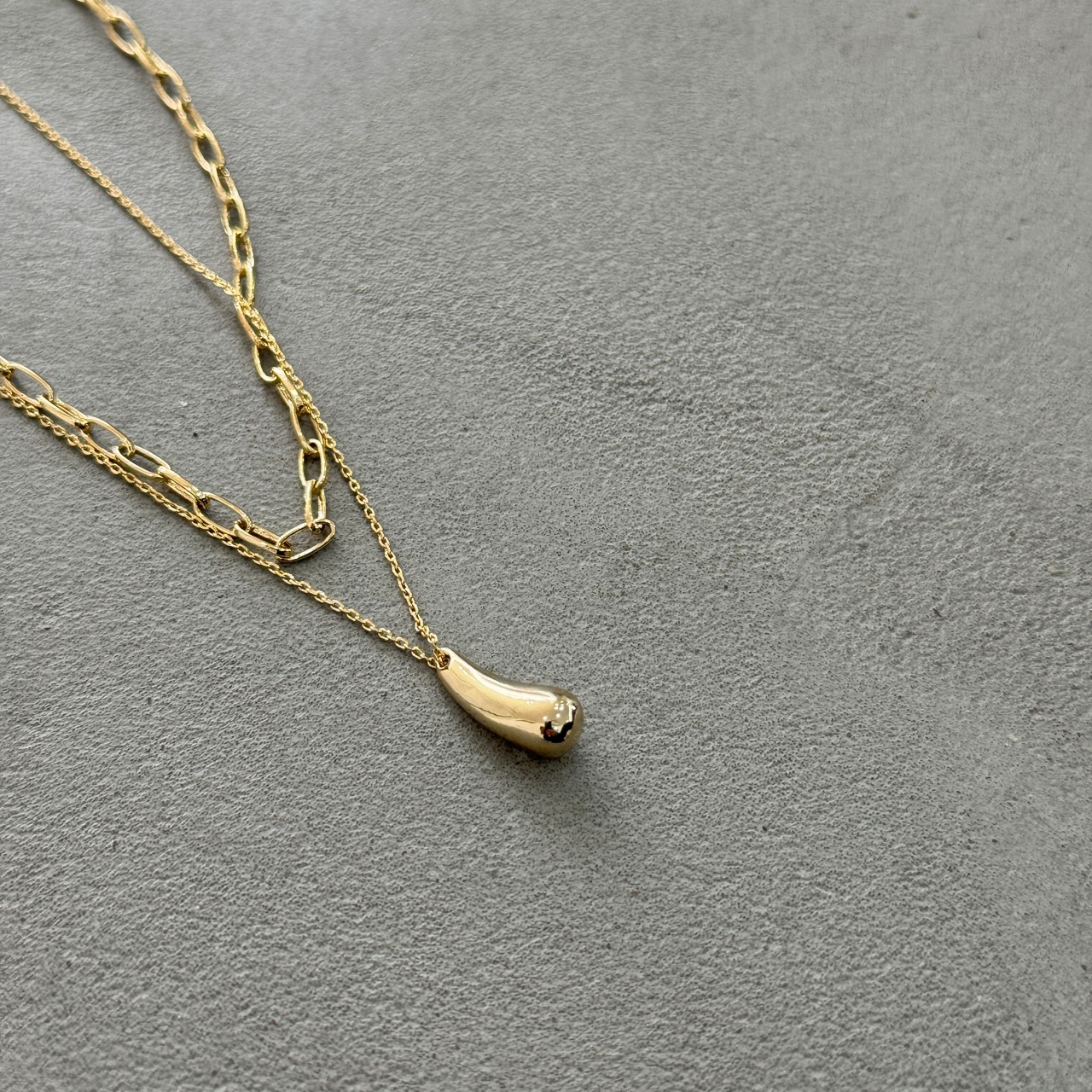 double chain motif necklace/gold