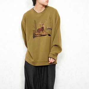 USA VINTAGE Croft&barrow DEER EMBROIDERY DESIGN SWEAT SHIRT/アメリカ古着シカ刺繍デザインスウェット