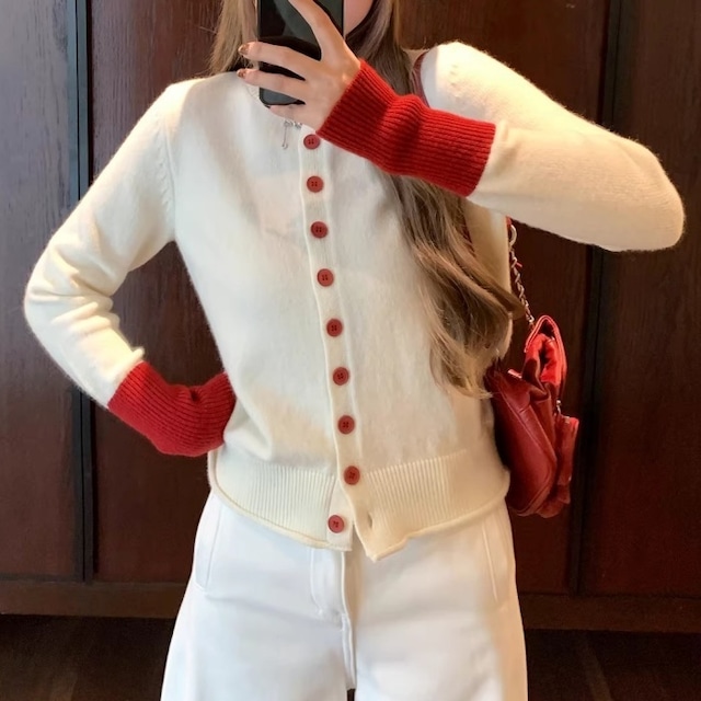 カラーブロックニットカーディガン［S-L］