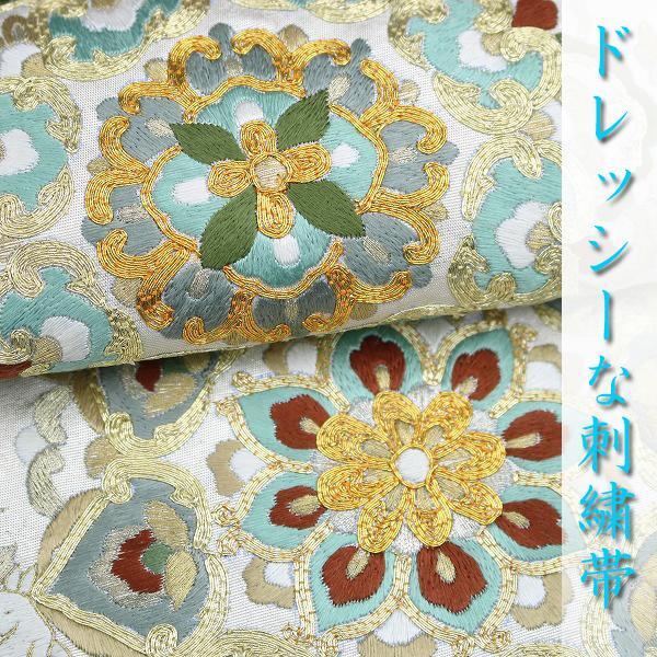 豪華な【蘇州刺繍】【金駒刺繍】 人気モチーフ『華文』『花うさぎ』 美品の袋帯です〈銀座 一凛〉