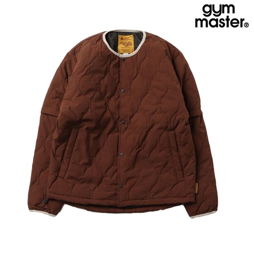 gym master ジムマスター UL-ドビー 2WAY ノーカラージャケット sorona 中綿 リップストップ ドビー 半袖 長袖 キルティングジャケット 軽量 防寒 メンズ レディース 秋冬 春 G833759 ブラウン