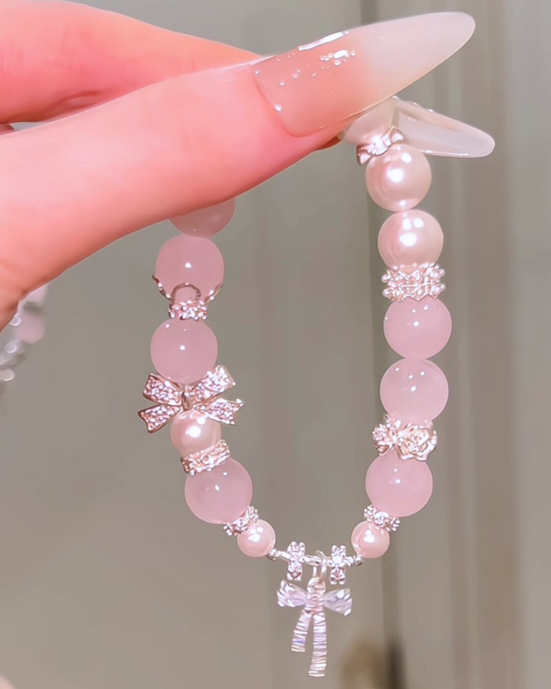 愛される夢を結ぶ|天然ローズクォーツのプリンセスブレスレット❤︎B447