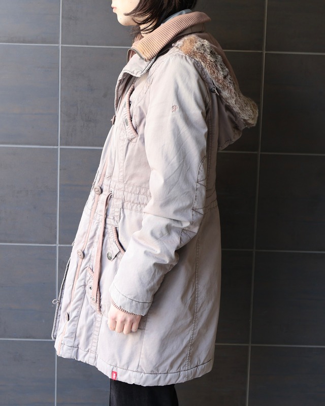 layered far hood coat